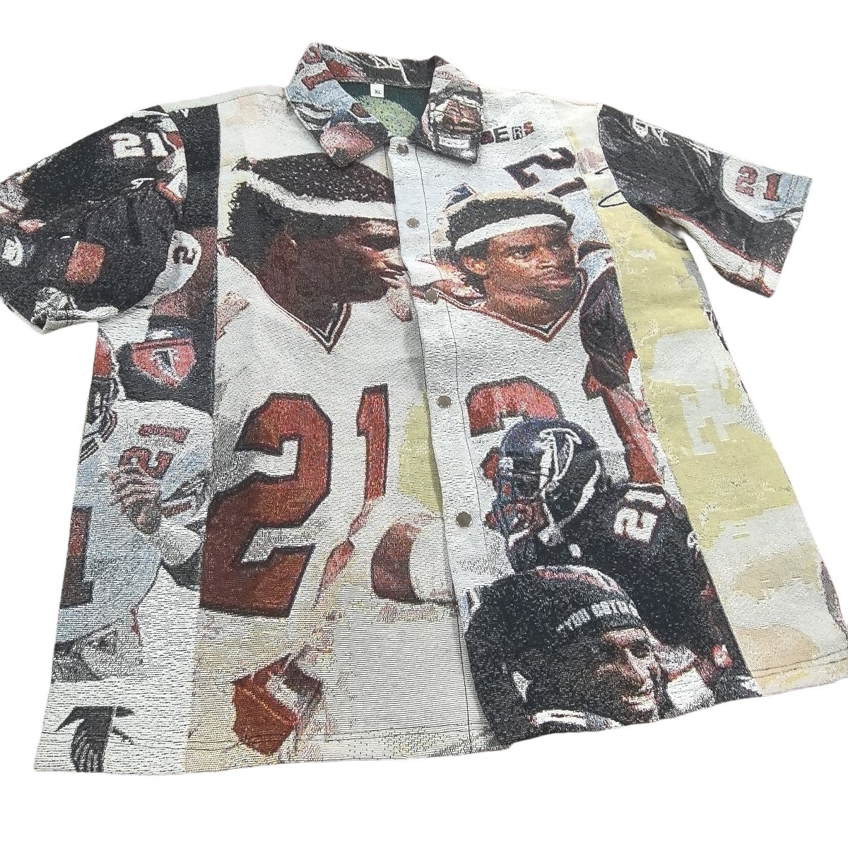 Vintage Football Legend Tapestry Button-Up Shirt