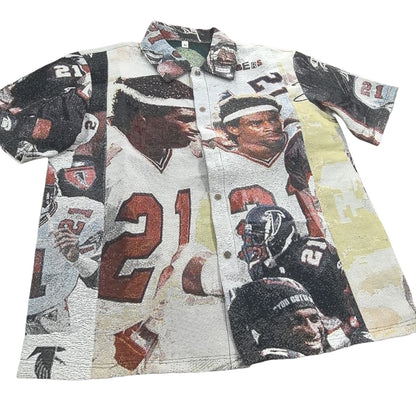 Vintage Football Legend Tapestry Button-Up Shirt