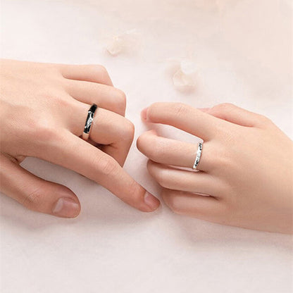 The Little Prince and Roses S925 Sterling Silver Adjustable Couple Rings