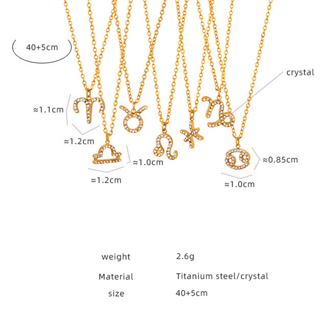 12 Constellations Sign Of Star Zodiac Pendant Chain Necklace