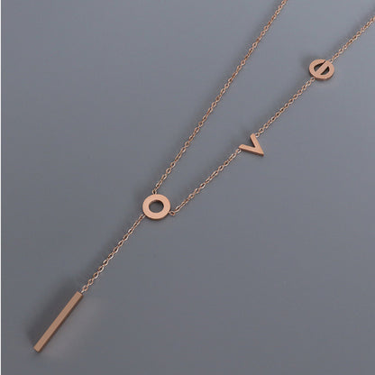Women's Stainless Steel Love Y Shaped Necklace Circle Lariat Necklace
