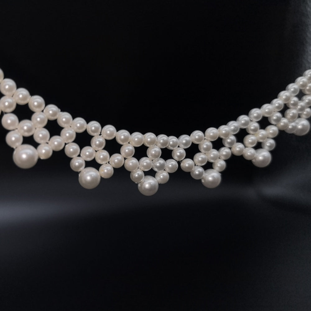 Handmade Ethereal Artificial Pearl Enchanted Lace Like Choker