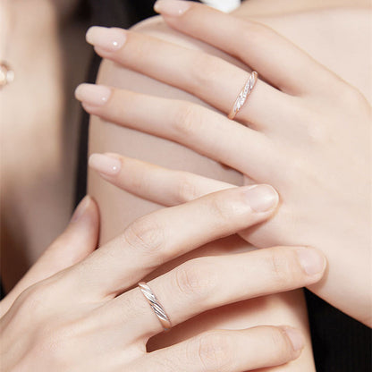 Endless Love 925 Silver Cubic Zirconia Adjustable Promise Ring Couples Ring