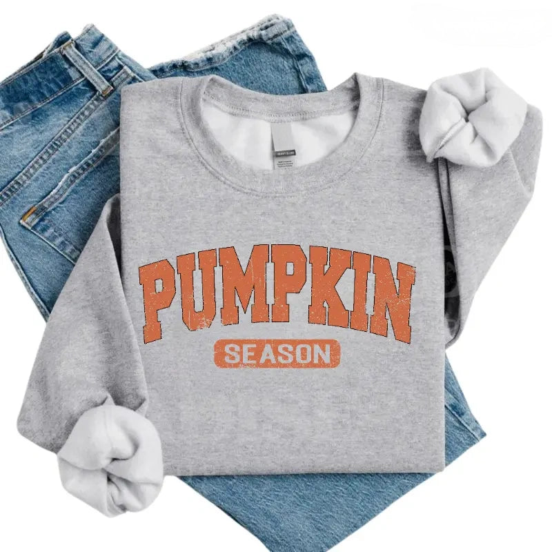 Women's Vintage Pumpkin Season Graphic Crewneck Sweatshirt, Retro Fall Long Sleeve Pullover