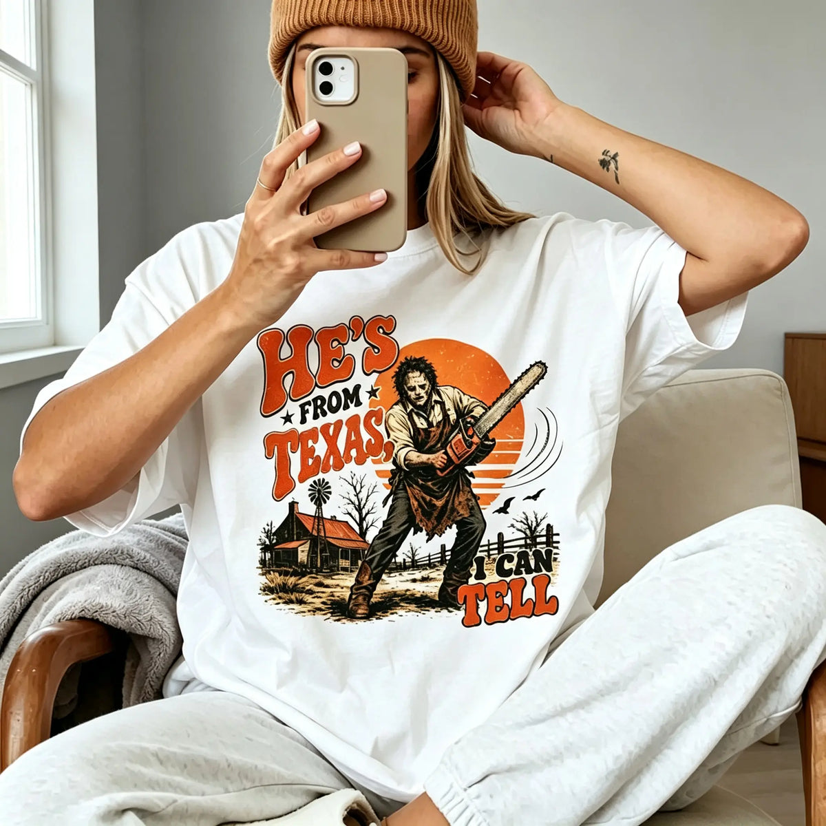 He’s From Texas I Can Tell Vintage Western Graphic Tee sweatshirt Hoodie