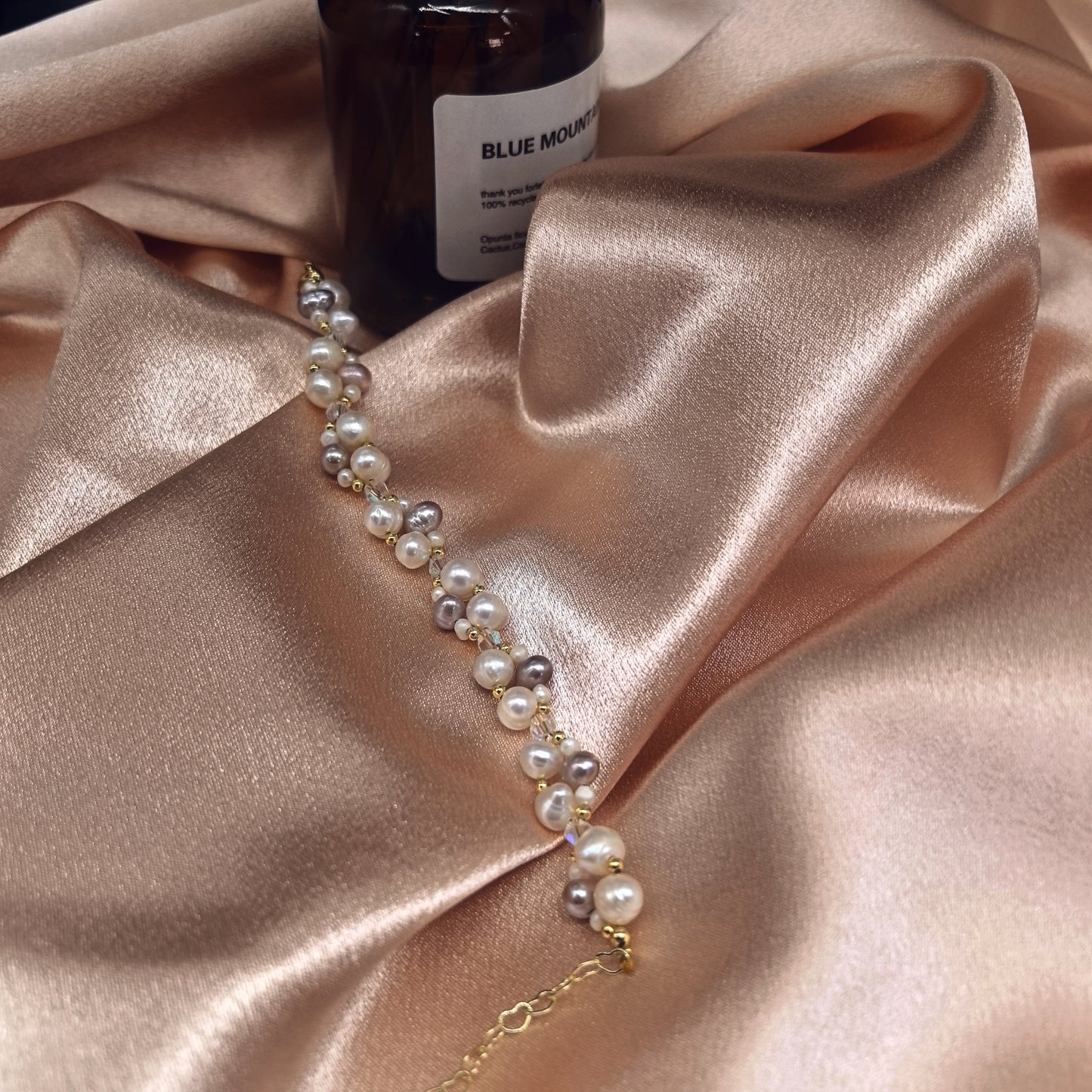 Elegant Handcrafted Pearl and Crystal Bracelet