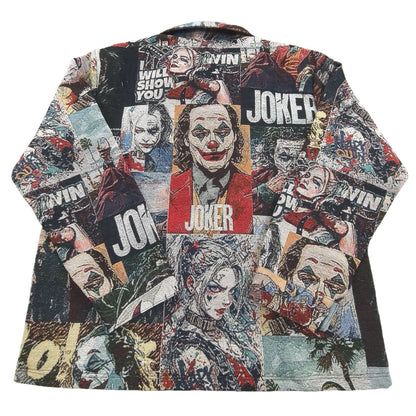 Comic-Inspired Clown Collage Woven Jacquard Tapestry Jacket
