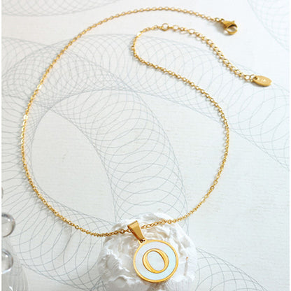 Initial A-Z Shell Letter Coin Pendant Dainty Chain Pearl Necklace