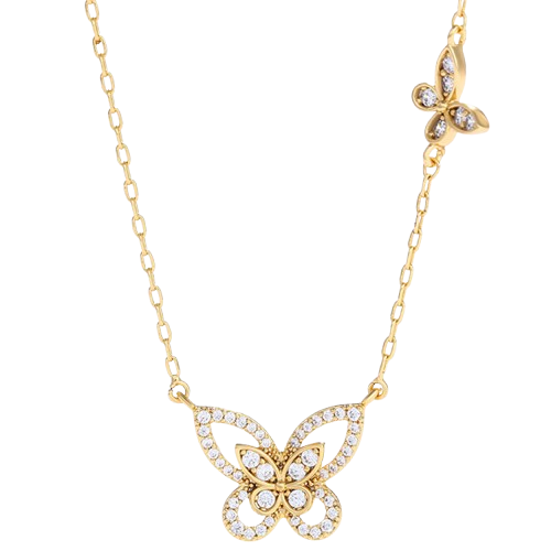 Butterfly 14K Gold Plated Dainty Necklace Charm Chain Choker Pendant Necklace