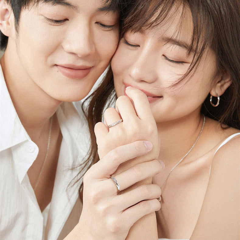 Endless Love 925 Silver Cubic Zirconia Adjustable Promise Ring Couples Ring
