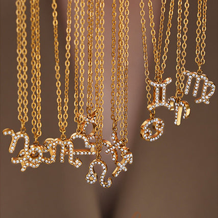 12 Constellations Sign Of Star Zodiac Pendant Chain Necklace