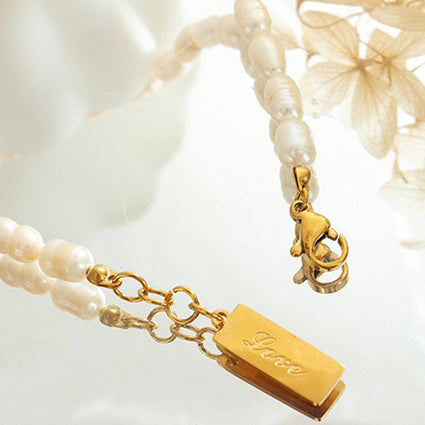 Freshwater Pearl Bracelet with Love Pendant