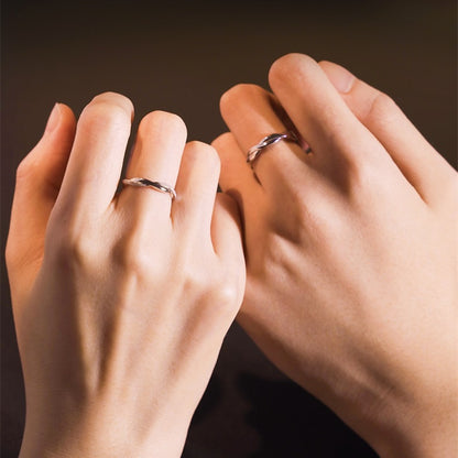 Mobius 925 Silver Cubic Zirconia Adjustable Promise Ring Couples Ring