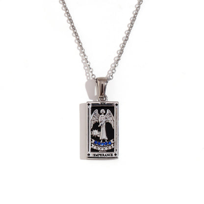 Fashion Stainless Steel 18K Gold Plated Retro Original Design Tarot Card Necklace