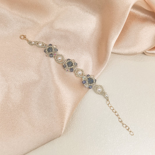 Exquisite Handcrafted Beaded Bracelet with Crystal and Pearl Accents