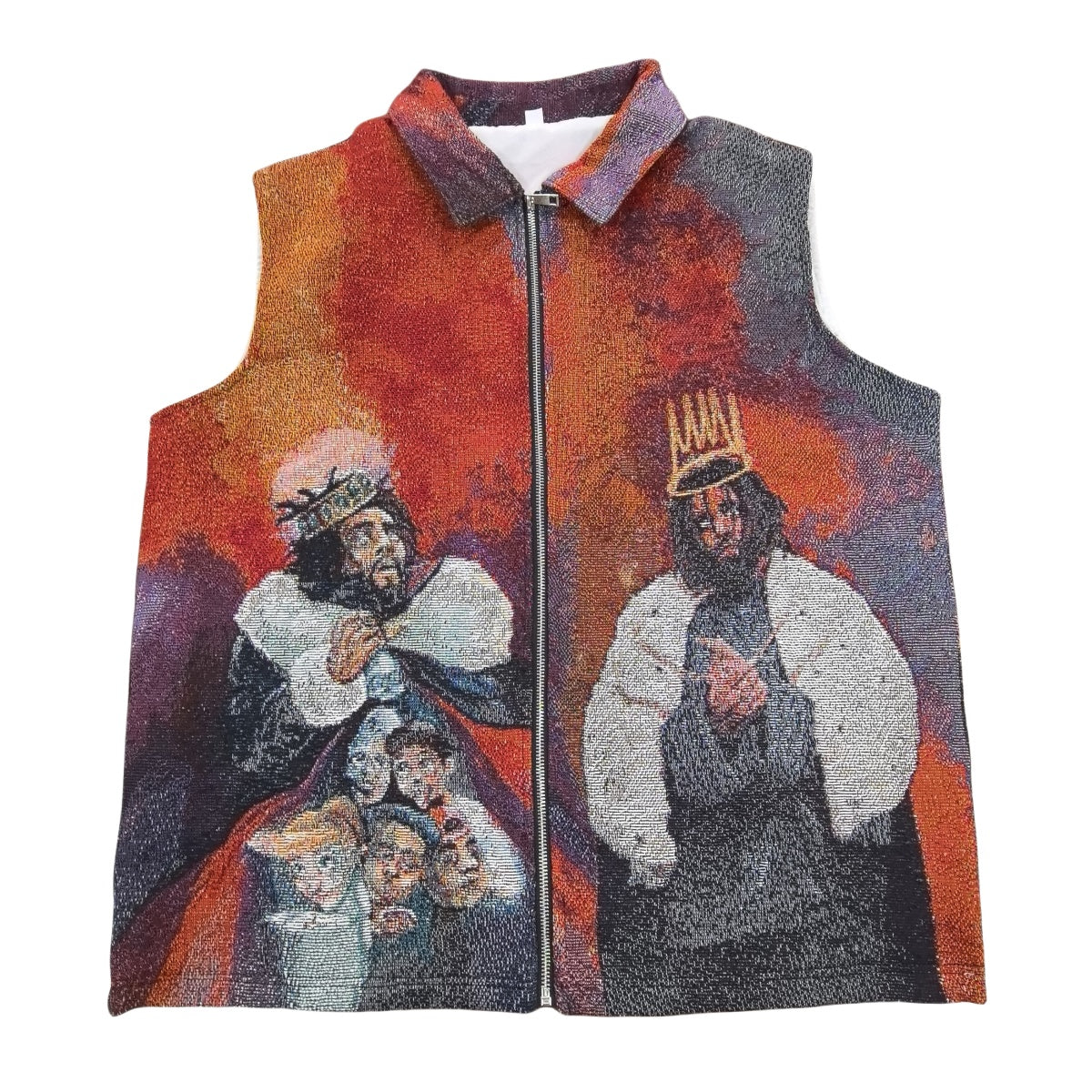 Hip-Hop Woven Jacquard Tapestry Vest