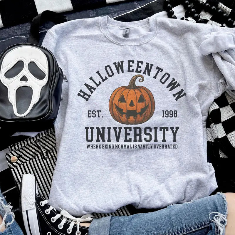 Halloween Town University Vintage Sweatshirt – Spooky Season Graphic Pullover