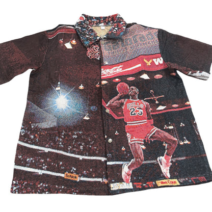 Michael Jordan Shooting Moment Tapestry Button-Up Shirt