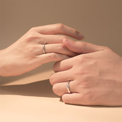 Mobius 925 Silver Cubic Zirconia Adjustable Promise Ring Couples Ring