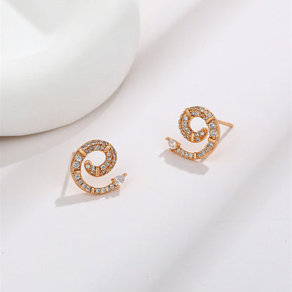 Snake Stud Earrings 18K Gold Plated Cubic Zirconia Earrings
