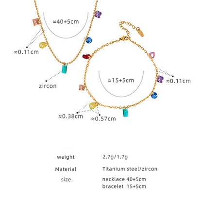 Colorful Jewel Necklace Boho Zircon Dainty Rainbow Necklace