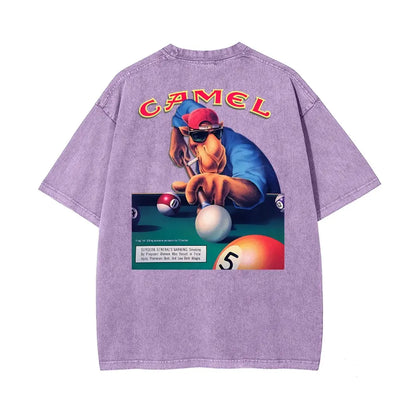 Vintage Camel Pool Player Graphic T-Shirt
