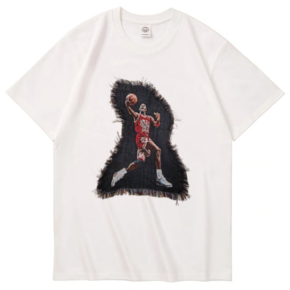 Michael Jordan Jump Shot Woven Patch Graphic T-Shirt