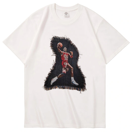 Michael Jordan Jump Shot Woven Patch Graphic T-Shirt
