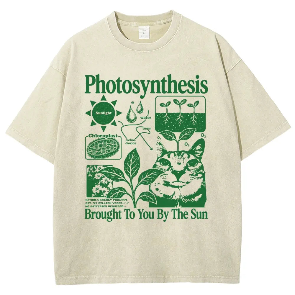 Photosynthesis Cat Graphic T-Shirt – Vintage Washed Science & Nature Tee
