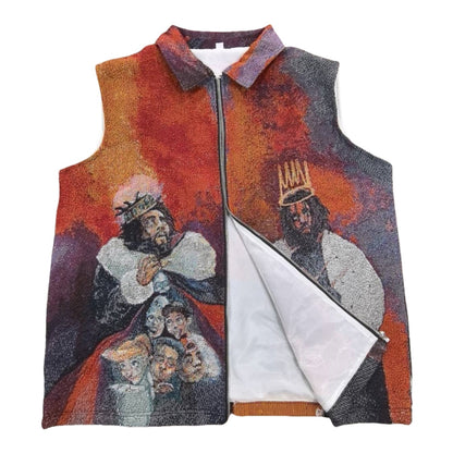 Hip-Hop Woven Jacquard Tapestry Vest