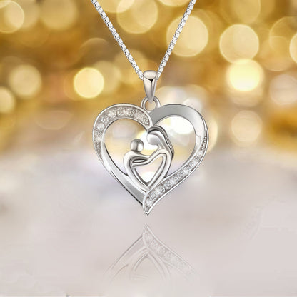 Heart-Shaped Mother and Child Necklace