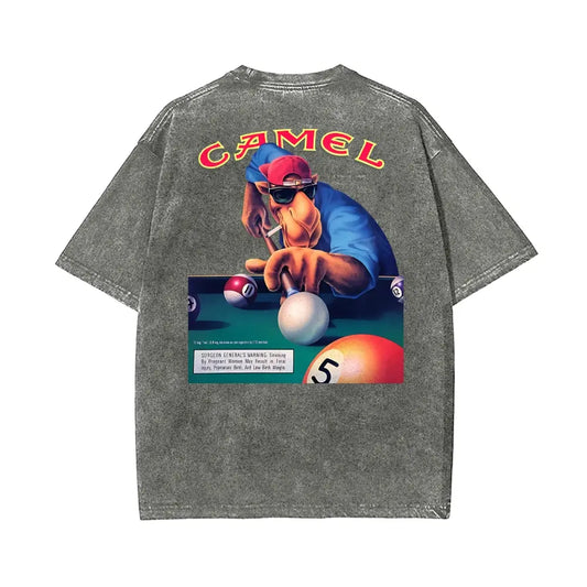 Vintage Camel Pool Player Graphic T-Shirt