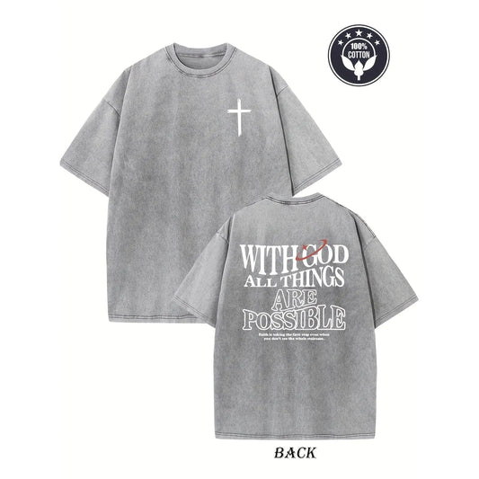 With God All Things Are Possible Christian Graphic T-Shirt