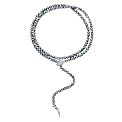 Unique Elegant Simulated Pearl Necklace with Snake Head Clasp