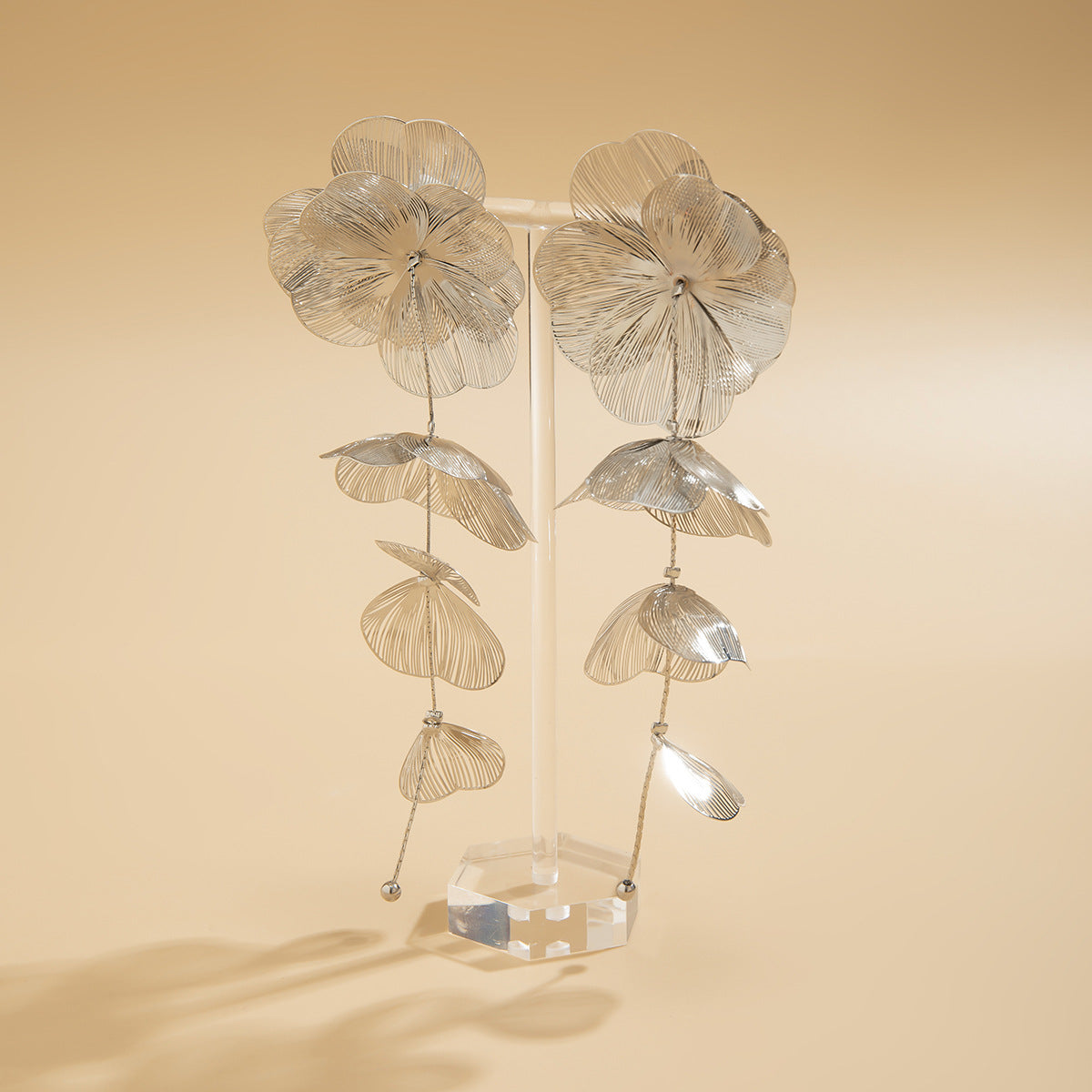 Handcrafted Copper Elegant Cascading Ginkgo Leaves Earrings