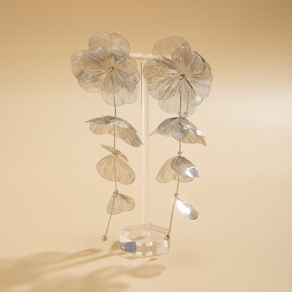 Handcrafted Copper Elegant Cascading Ginkgo Leaves Earrings