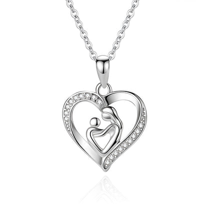 Heart-Shaped Mother and Child Necklace