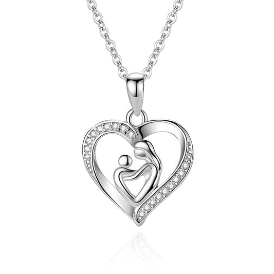 Heart-Shaped Mother and Child Necklace