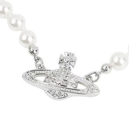 Stunning Crystal-Encrusted Orb Pendant Necklace with Pearl Chain