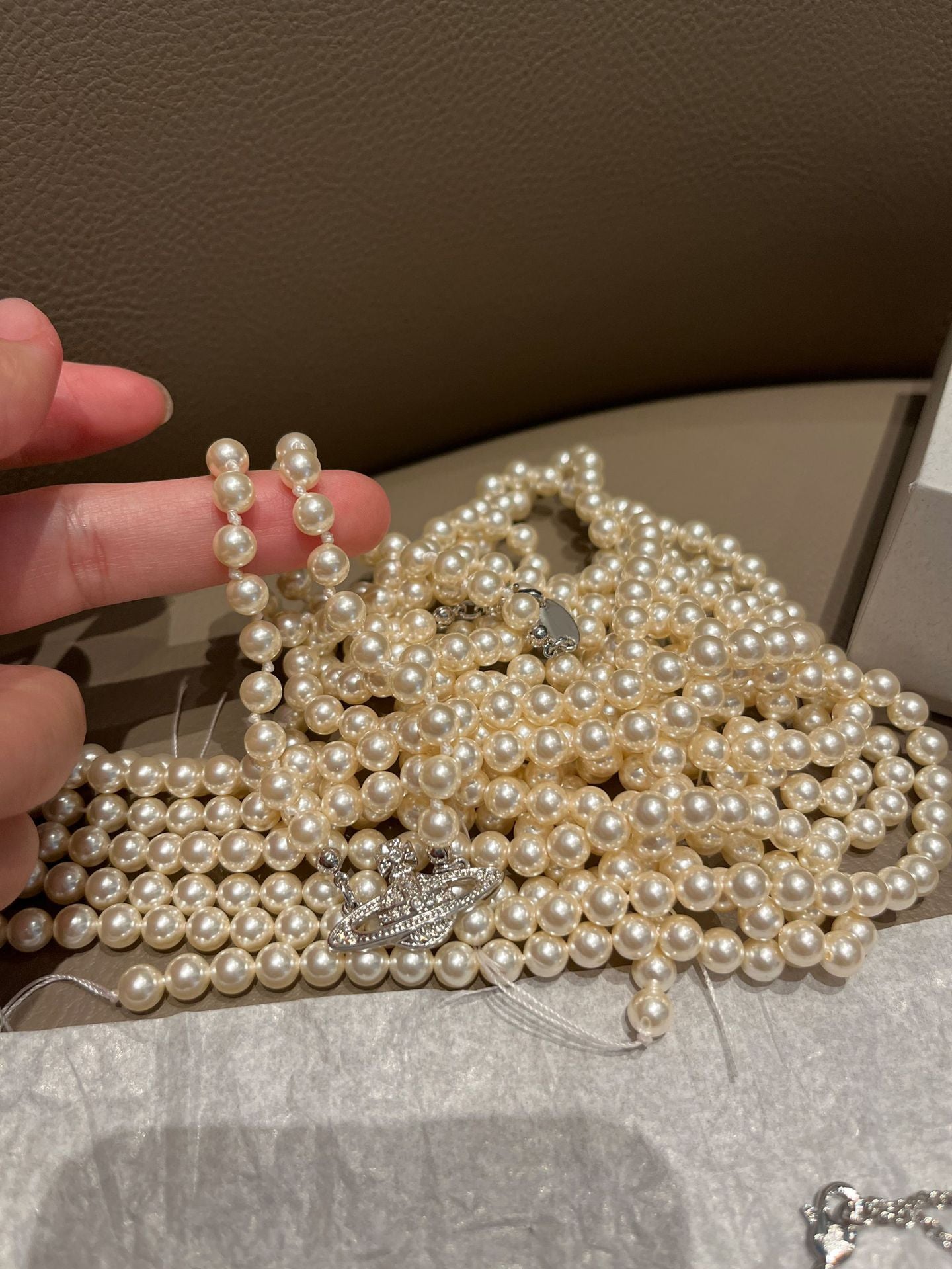 Stunning Crystal-Encrusted Orb Pendant Necklace with Pearl Chain