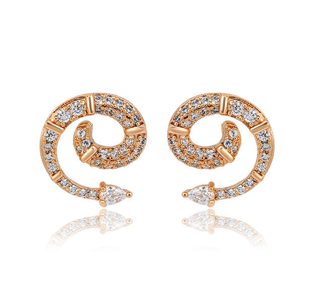 Snake Stud Earrings 18K Gold Plated Cubic Zirconia Earrings