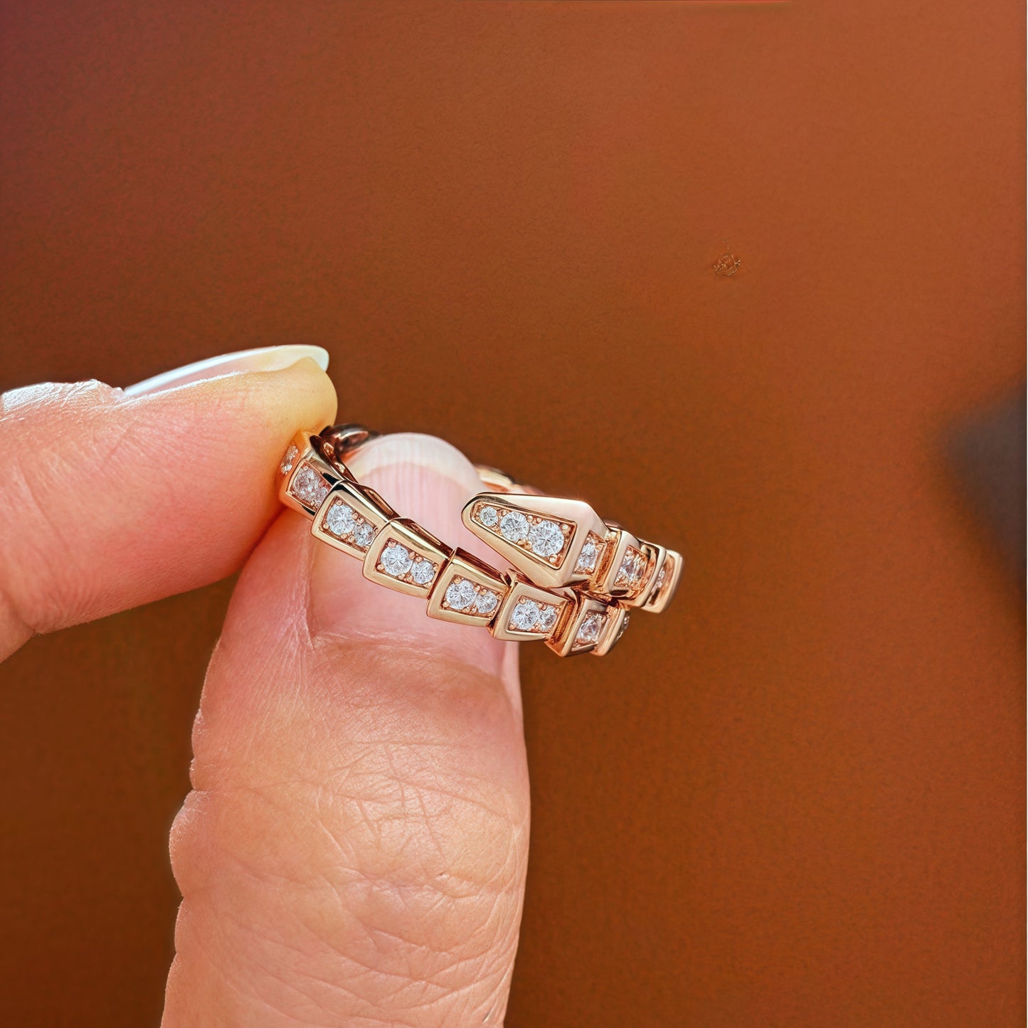 Serpenti-Inspired Snake Ring - Available in Silver and Rose Gold