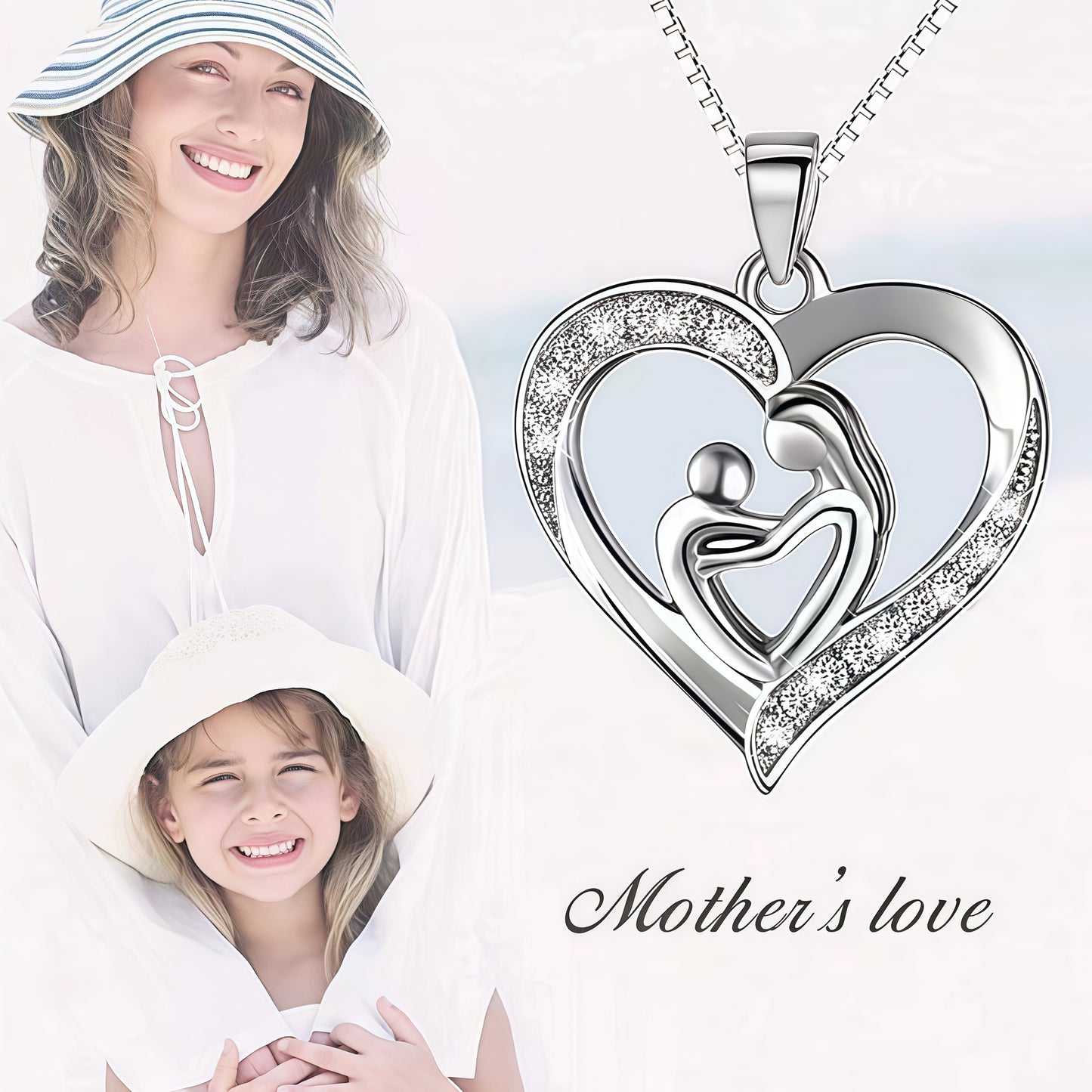 Heart-Shaped Mother and Child Necklace