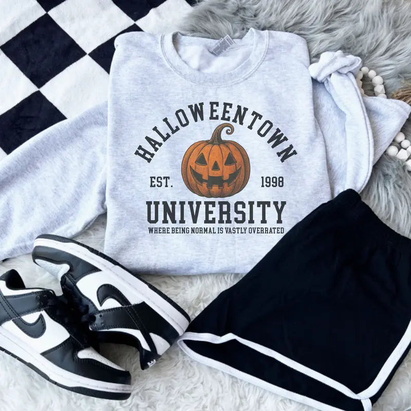 Halloween Town University Vintage Sweatshirt – Spooky Season Graphic Pullover