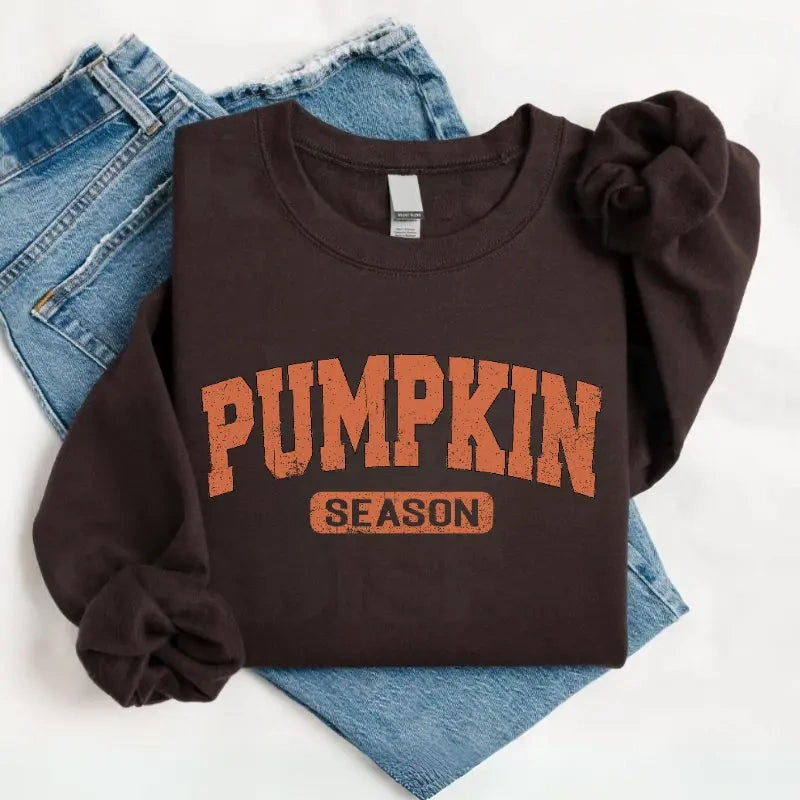 Women's Vintage Pumpkin Season Graphic Crewneck Sweatshirt, Retro Fall Long Sleeve Pullover
