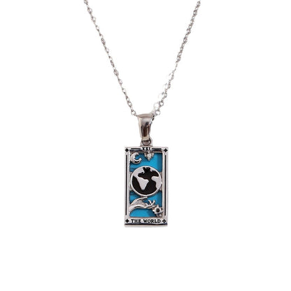 Fashion Stainless Steel 18K Gold Plated Retro Original Design Tarot Card Necklace