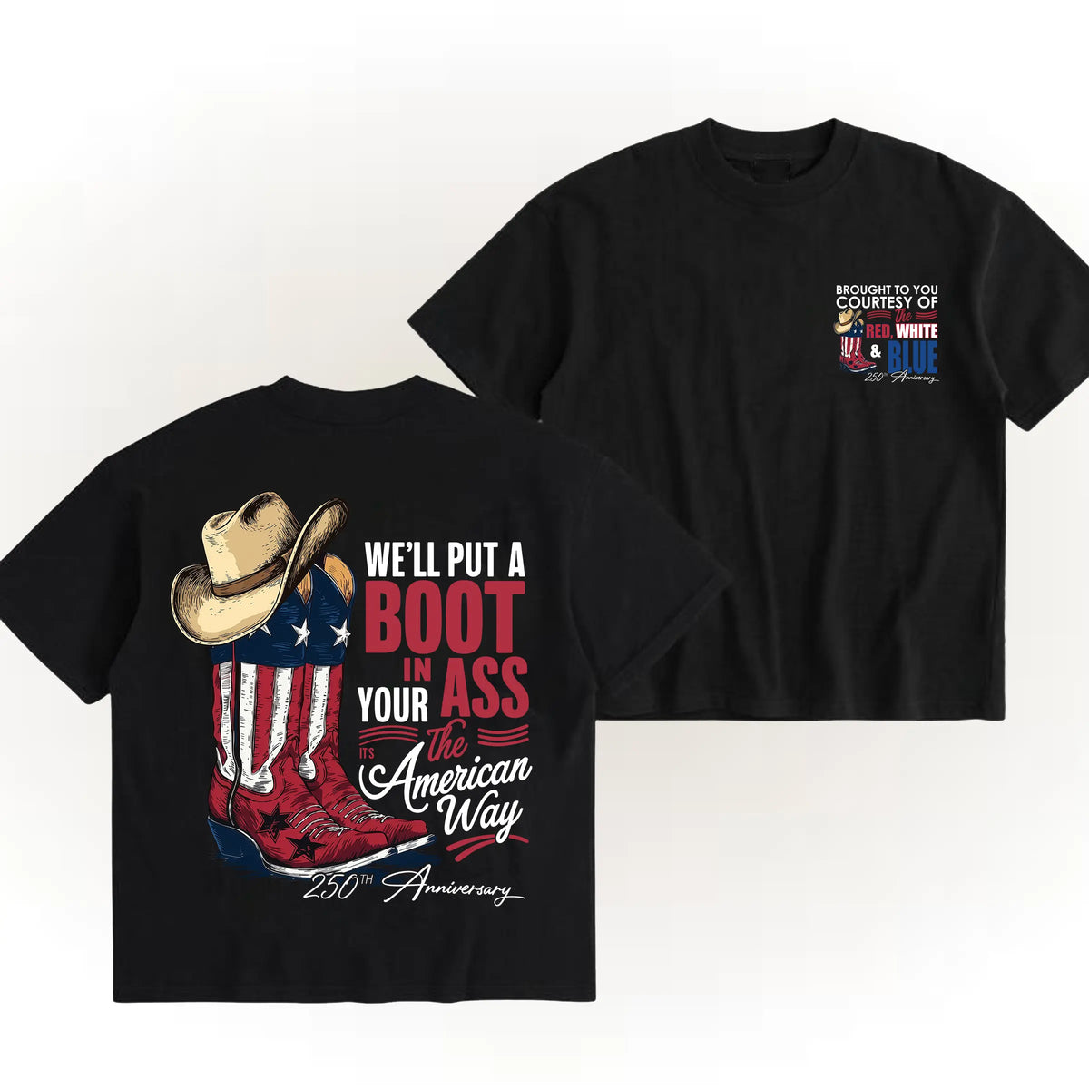 American Western Cowboy Graphic T-Shirt – Vintage Red White & Blue Tee sweatshirt Hoodie
