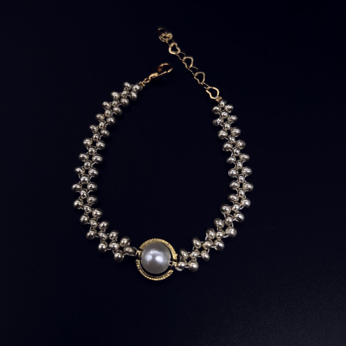 Elegant Handcrafted Pearl and Bead Bracelet