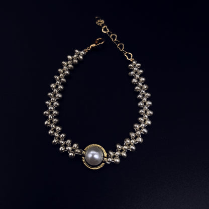 Elegant Handcrafted Pearl and Bead Bracelet