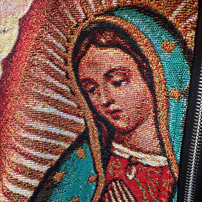 Virgin Mary Tapestry Zip Jacket – Woven Jacquard Religious Art Jacket
